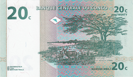 CONGO 20 centimes 1997, necirculata [1]