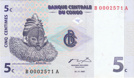 Congo - Congo 5 centimes 1997, necirculata