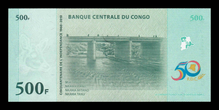 Bancnote - Congo, 500 franci 2010, 50 ani de Independenta, necirculata