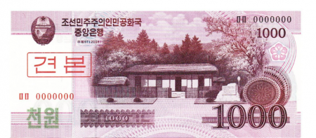 Bancnote Asia - Corea de Nord 1000 Won 2008 Specimen, necirculata