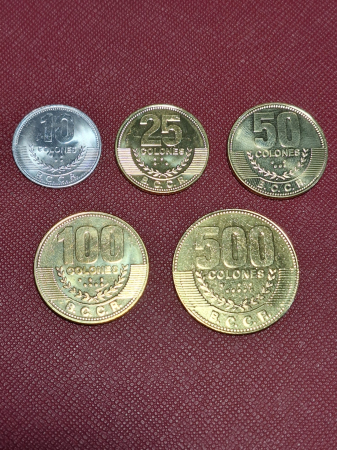 Costa Rica set 5 monede 2014-2015: 10,25,50,100,500 Colones, UNC [1]