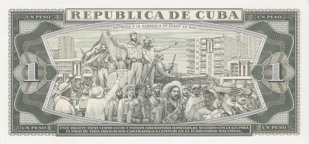Cuba - Cuba, 1 Peso 1988, intrarea lui Fidel Castro in Havana - 1959, necirculata