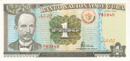 Bancnote - Cuba, 1 Peso 1995, José Martí, necirculata