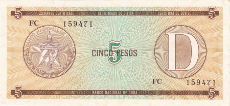 Cuba 5 Pesos 1985 - Cerificat valutar, Seria D, necirculat [1]