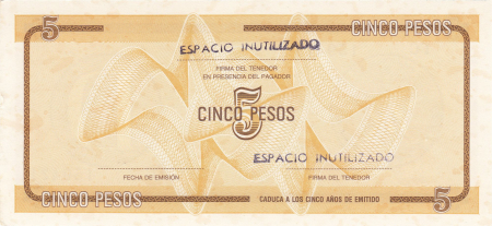 Bancnote America - Cuba 5 Pesos 1985 - Cerificat valutar, Seria D, necirculat