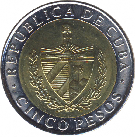 Cuba 5 Pesos Antonio Maceo 2018, aproape necirculata [1]