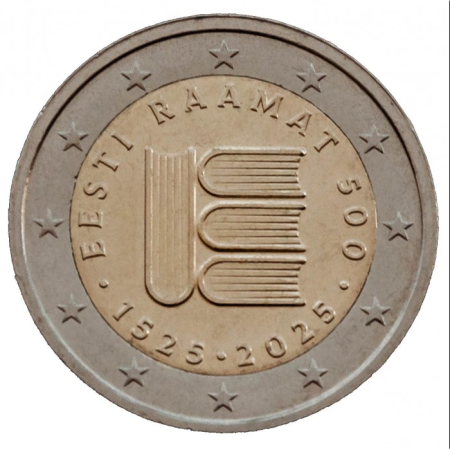Estonia - Estonia 2 euro 2025 - 500 ani de la Primul text tiparit în limba estona, UNC