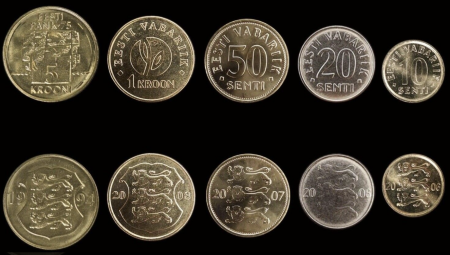 Monede - Estonia Set 5 Monede 1994-2008: 10 20 50 Senti, 1, 5 Kroon, Unc