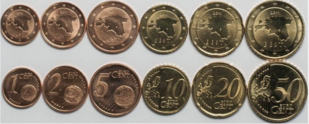 Estonia - Estonia, set 6 monede 2011: 1,2,5,10,20,50 centi, UNC