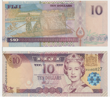 Bancnote Australia si Oceania - Fiji 10 Dolari 2002, bancnota Regina Elisabeta II, UNC