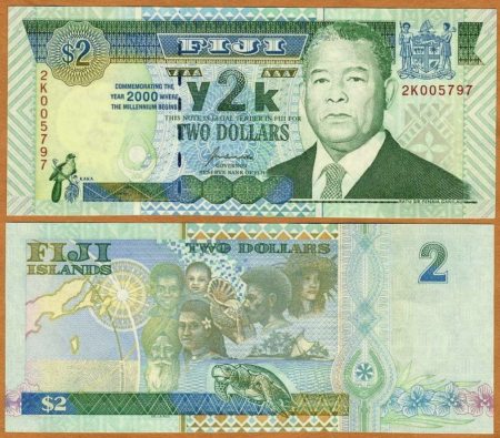 Bancnote Australia si Oceania - FIJI 2 dolari 2000, aniversara, necirculata