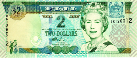 Bancnote Australia si Oceania - Fiji 2 Dolari 2002,  bancnota Regina Elisabeta II, necirculata