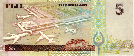 Fiji 5 Dolari 2002, bancnota Regina Elisabeta II, necirculata [1]