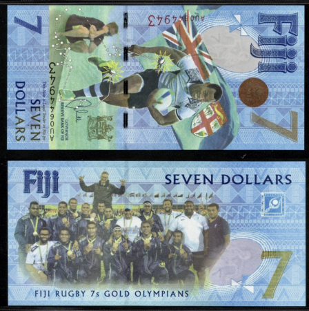 Bancnote - Fiji 7 Dolari 2016-2017, Aniversara, tematica Rugby, UNC