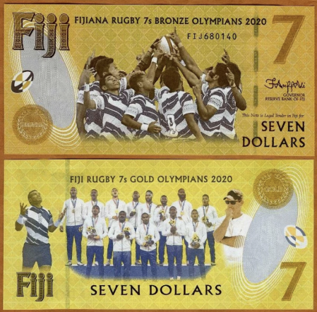 Bancnote - Fiji 7 Dolari 2022, Aniversara, tematica Rugby, UNC