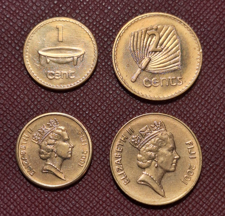 Monede - Fiji Set 2 monede: 1, 2 Centi 2001, Regina Elisabeta II, UNC