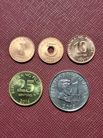 Monede Asia - Filipine set 5 monede 1997-2014: 1,5,10,25 Sentimo, 1 Piso, necirculate