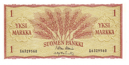 Bancnote Europa - Finlanda 1 Markka 1963, necirculata