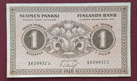Finlanda - Finlanda 1 markkaa 1918, aproape necirculata
