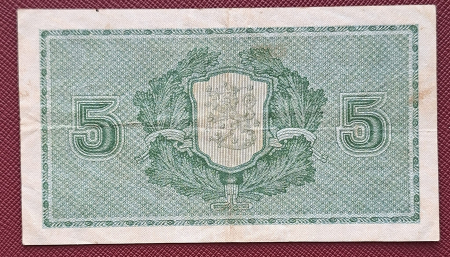 Finlanda 5 markkaa 1922, aproape necirculata [1]