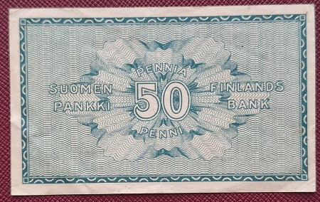 Finlanda 50 pennia 1918, aproape necirculata [1]