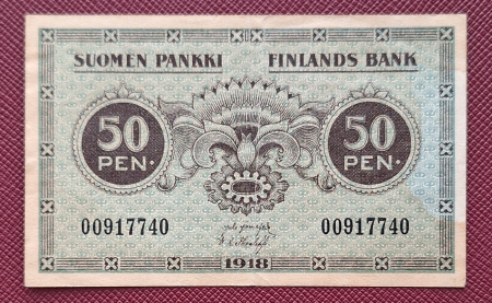 Finlanda - Finlanda 50 pennia 1918, aproape necirculata