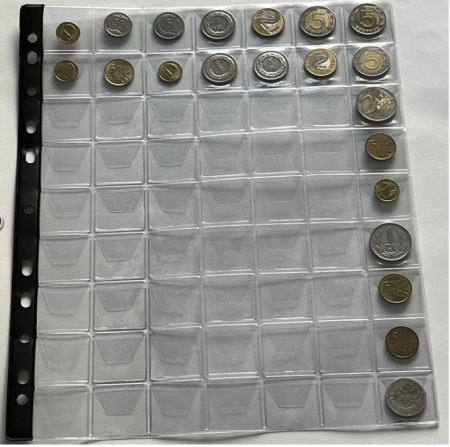 Folii stocare monede - Folie A4 pentru stocare 63 monede 30x30 mm