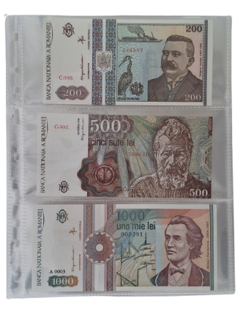 Albume cu folii pentru stocare bancnote - Folie transparenta bancnote, gama Optima, cod SH252, 3 compartimente
