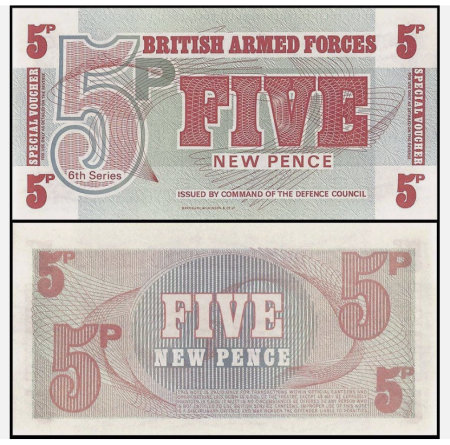 Marea Britanie - Fortele Armate Britanice, 5 new pence 1972, necirculata