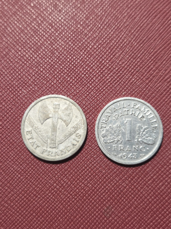 Monede straine - Franta 1 franc 1942-1943