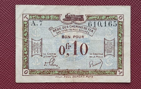Franta - Franta, 10 centime 1923, ocupatia franco-belgiana a Germaniei dupa WWI