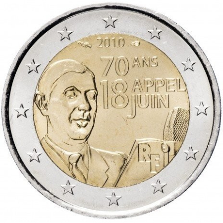 Monede Europa - Franta 2 euro 2010, Apelul generalului De Gaulle din 18 iunie - 1940, UNC
