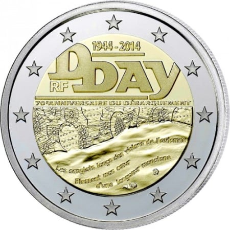 Monede Europa - Franta 2 euro 2014, A 70-a aniversare a debarcarii din Ziua Z, UNC