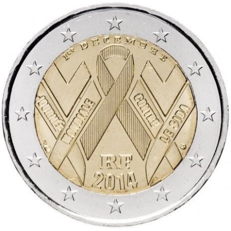 Monede Europa - Franta 2 euro 2014 Ziua Mondială a SIDA, UNC