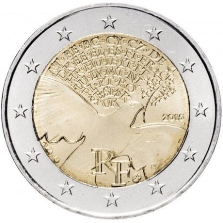 Monede Euro, Eurocenti - Franta 2 euro 2015, 70 de ani de pace în Europa, UNC
