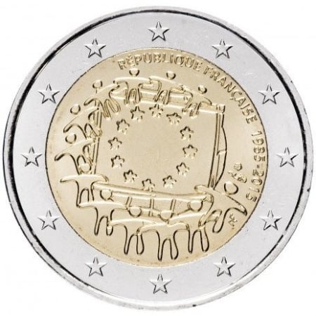 Monede Euro, Eurocenti - Franta 2 euro 2015, a 30-a aniversare a drapelului Europei, UNC