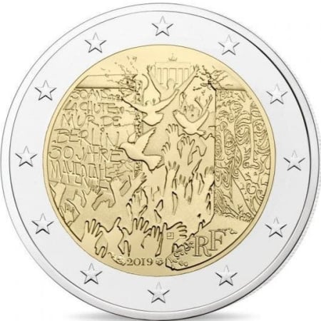 Monede Euro, Eurocenti - Franta 2 euro 2019, 20 ani de la Căderea Zidului Berlinului, UNC