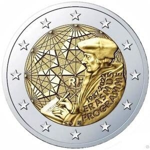 Monede Euro, Eurocenti - Franta 2 euro 2022 Erasmus, UNC