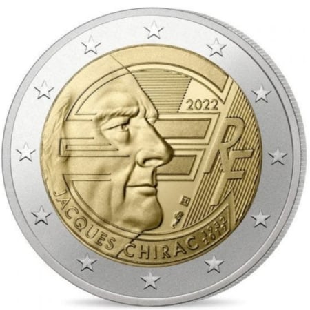 Monede Euro, Eurocenti - Franta 2 euro 2022 Jacques Chirac, UNC