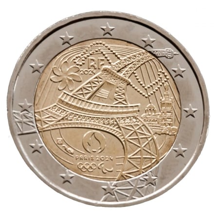 Monede Euro, Eurocenti - Franta 2 euro 2024, Jocurile Olimpice Paris - Turnul Eiffel, UNC