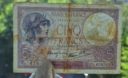 Franta 5 franci 1939, circulata, stare buna [2]