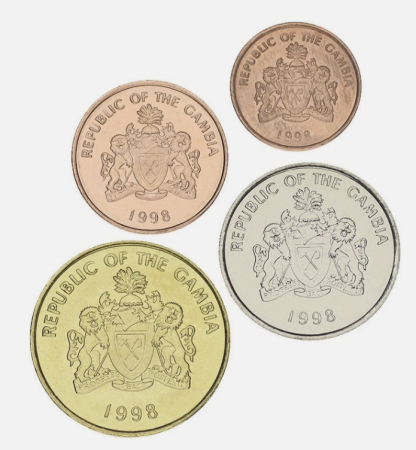 Gambia set 4 monede 1998: 1,5,10,25 Bututs, UNC [1]