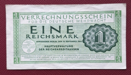 Bancnote straine - Germania 1 Reichsmark 1944, aproape necirculata
