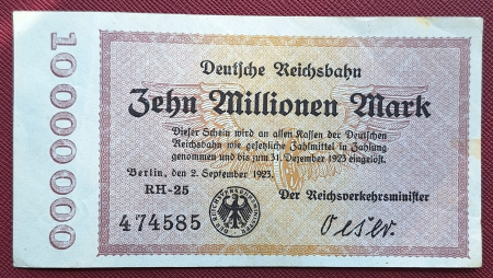 Bancnote Europa - Germania 10,000,000 mark 1923, Berlin, aproape necirculata