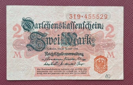 Germania - Germania 2 marci 1914, serie rosie, circulata