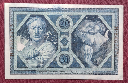 Bancnote Europa - Germania 20 mark 1915, aproape necirculata