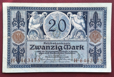 Germania 20 mark 1915, aproape necirculata [1]