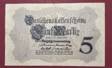 Germania 5 mark 1914, circulata [1]