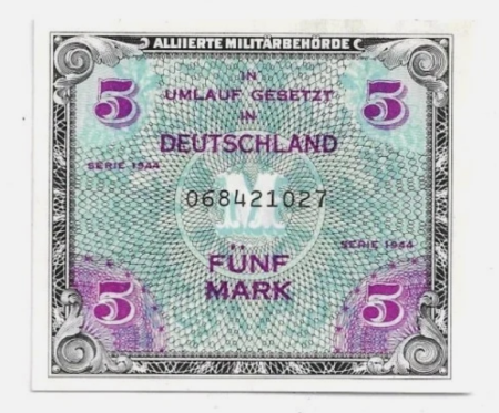 Germania - Germania 5 Mark 1944, Autoritatea Militară Aliată, UNC