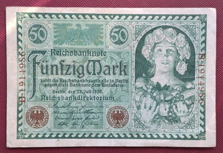 Germania 50 mark 1920, circulata, stare buna [1]
